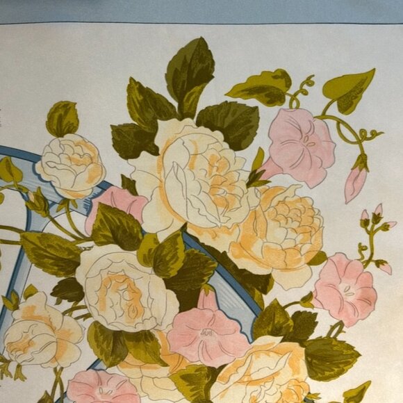Vintage Hermes Romantique Silk Scarf by Maurice Tranchant Blue and Pink - Picture 9 of 15
